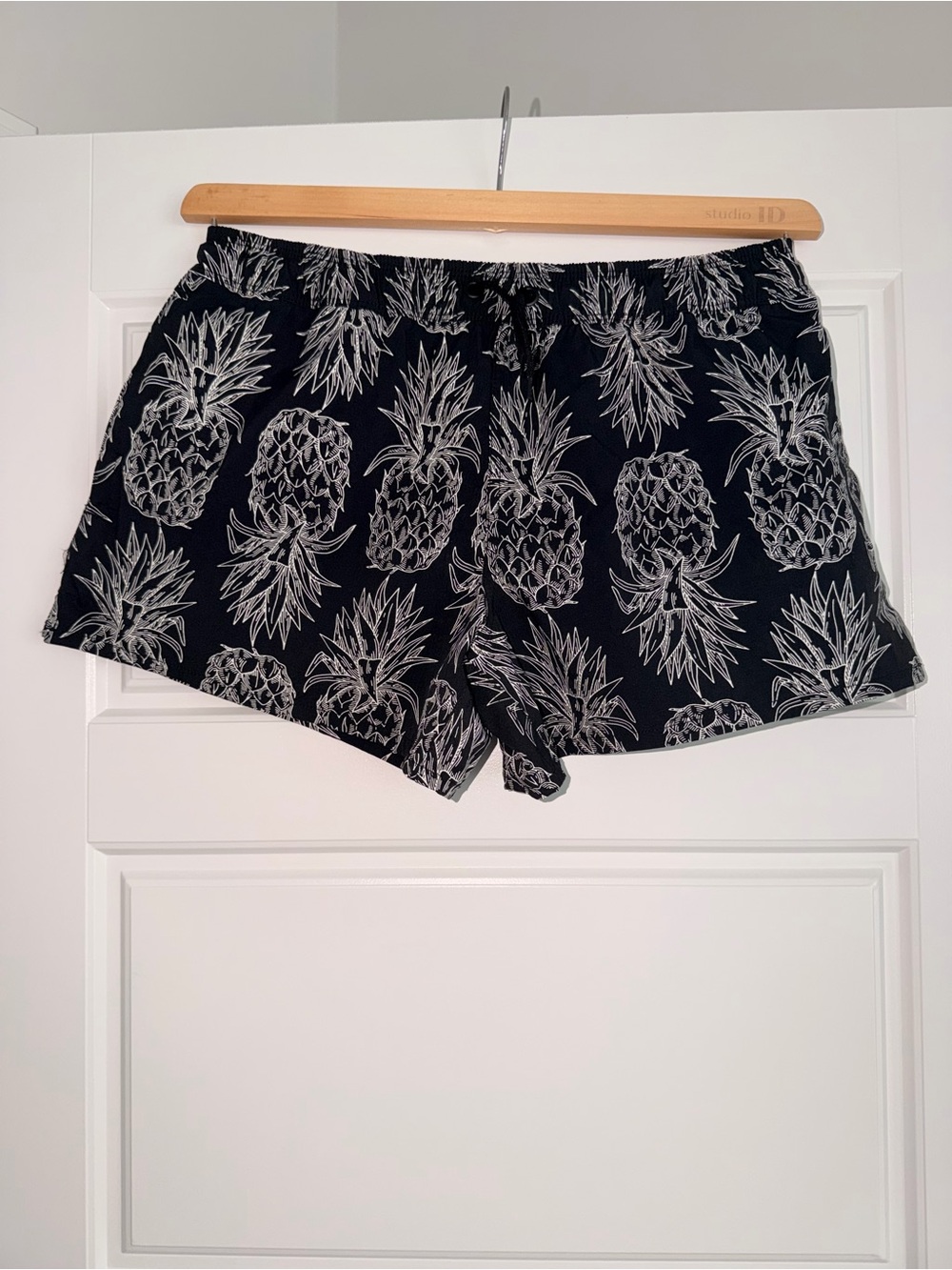 Lauren James Black Shorts with White Pineapple Print